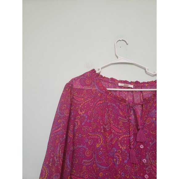 Beach Lunch Lounge Womens 2XL Midi Dress Pink Semi Sheer Tiered Boho Spring - Picture 4 of 7